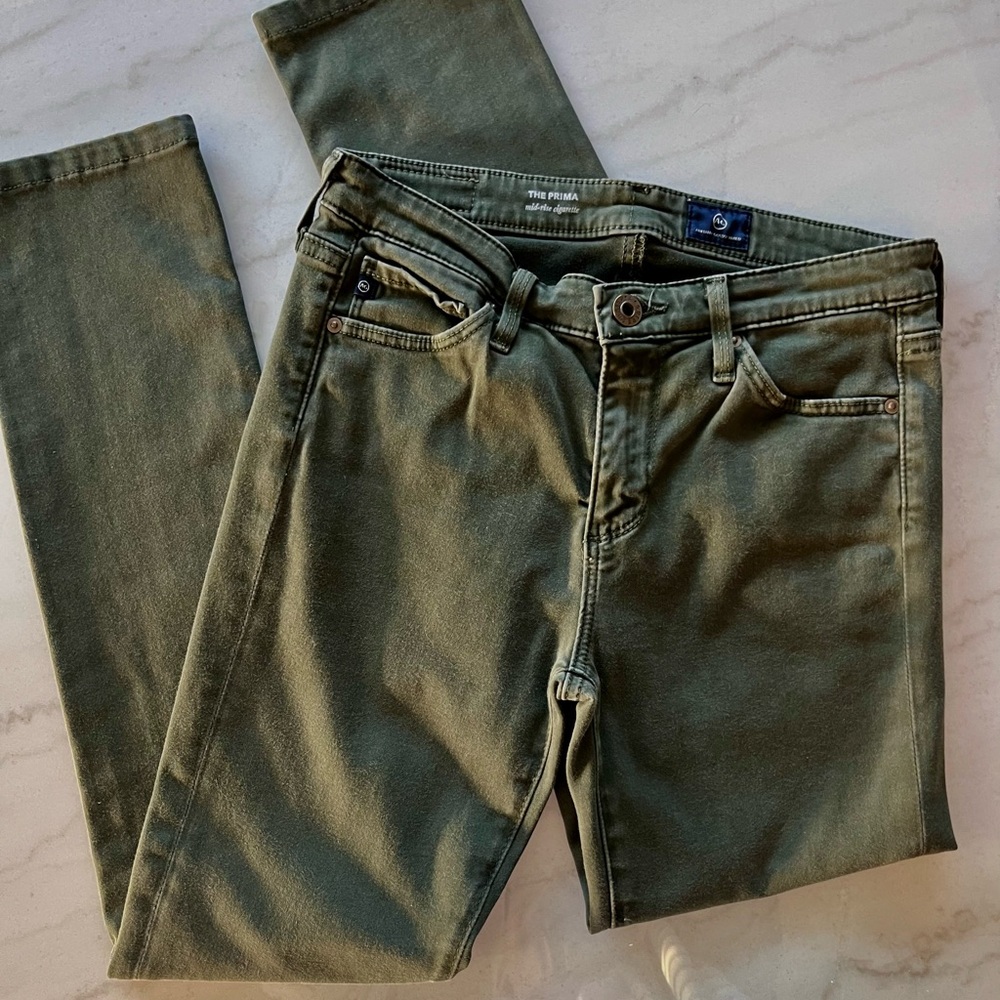 Ag Adriano Goldschmied Green Skinny Jeans with Soft Texture